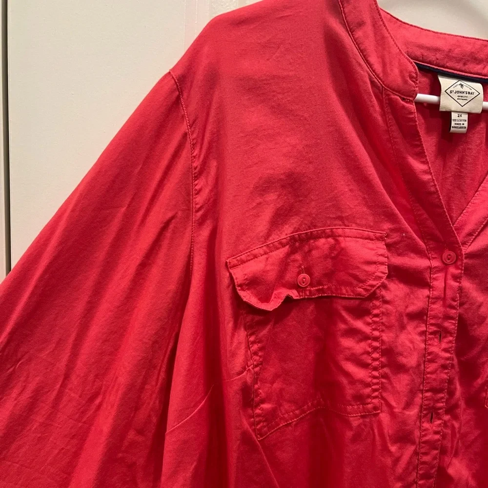St. John's Bay - Coral Long Sleeve Blouse - Picture 2 of 4
